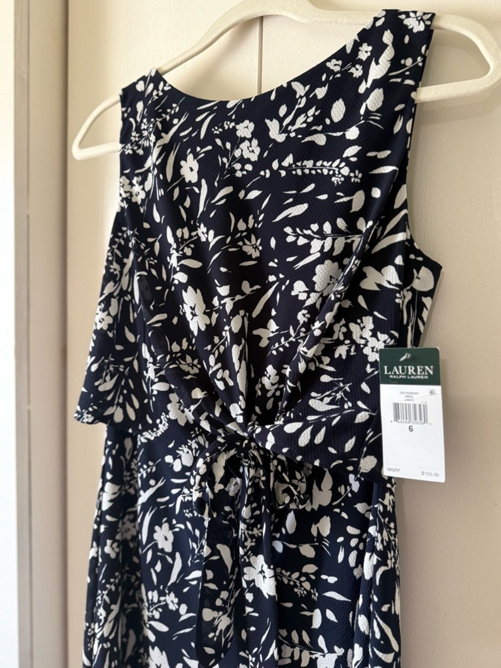 NWT Lauren Ralph Lauren Sleeveless Navy & White Floral Midi Maxi Dress Sundress - Picture 6 of 10